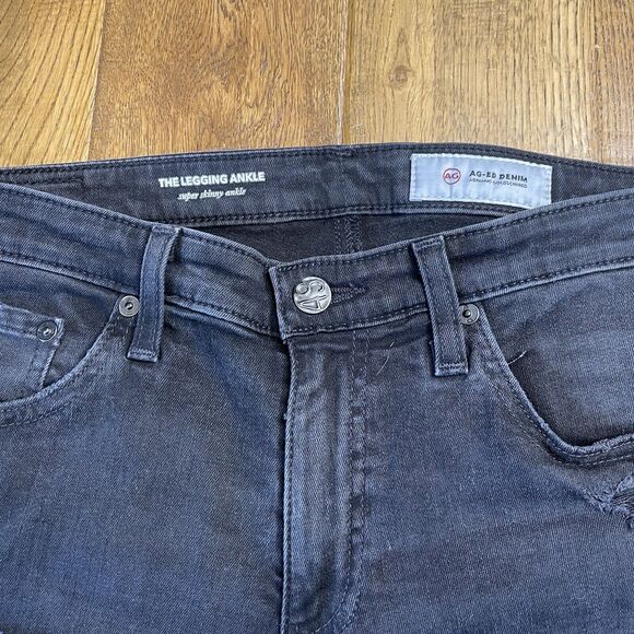 Adriano Goldschmied AG The Legging Ankle Super Skinny Black Denim Distressed 29 - Picture 2 of 7